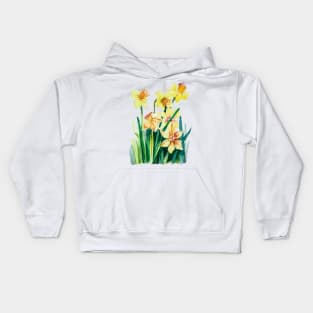 Yellow Vintage daffodils, watercolor Kids Hoodie